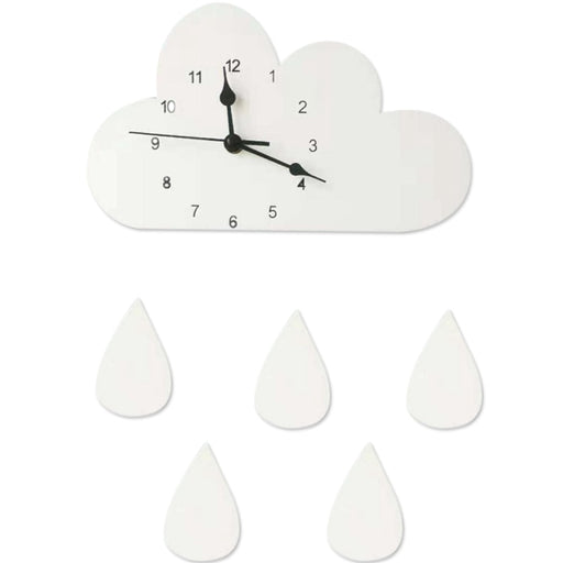 Nordic Wood Cloud Raindrop Wall Clock